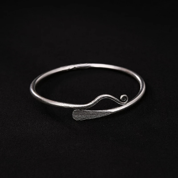 NEW Peacock Sterling Silver Feather Open Bracelet - Picture 4 of 15